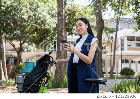 Bicycle commuting for clean energy reducing pollution in urban landscapes with eco-friendly transport solutions 121228936