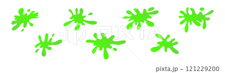 Dripping green goo with splashes and blot effects. Mucus texture blobs. Flat vector illustration isolated on white background. Dripping green goo with splashes and blot effects. Mucus texture blobs. Flat vector illustration isolated on white background. 121229200