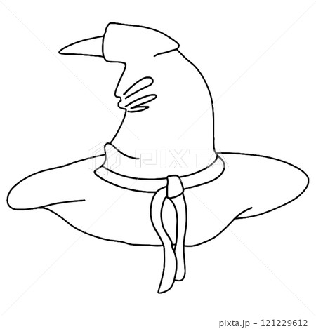 Coloring book. Vector drawing, old magic hat. Magic, witchcraft, wizard school Coloring book. Vector drawing, old magic hat. Magic, witchcraft, wizard school 121229612