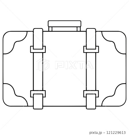 Coloring book. Vector drawing, vintage suitcase. Old travel suitcase	 121229613