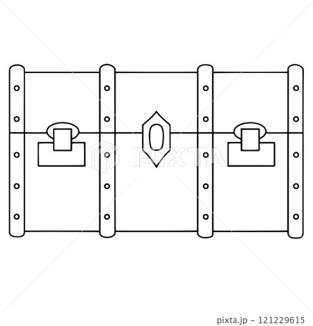Coloring book. Vector drawing, vintage suitcase. Old travel suitcase	 121229615
