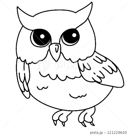 Coloring book. Vector drawing, cute owl. Wizard school, magic	 121229620