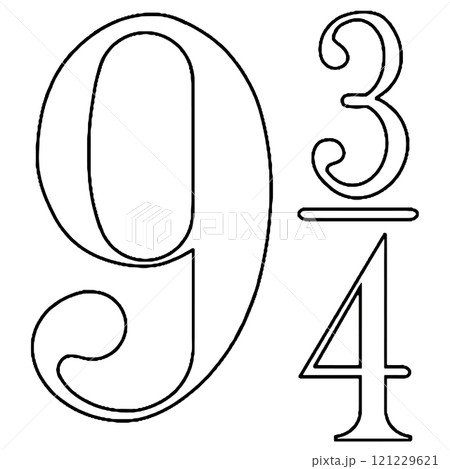 Coloring book. Vector drawing with paints, platform number nine and three quarters	 121229621