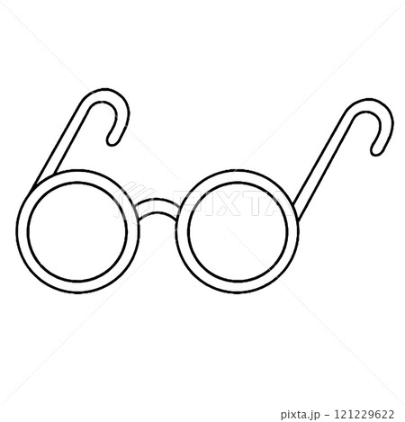 Coloring book. Vector drawing, vintage round glasses. wizard school, magic	 121229622