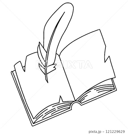 Coloring book. Vector drawing, stack of old books. vintage illustration	 121229629
