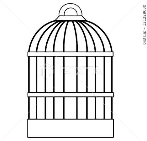 Coloring book. Vector drawing, old bird cage. Vintage illustration	 121229630