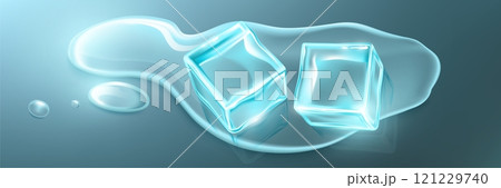 Ice cubes melting on glossy background Ice cubes melting on glossy background 121229740