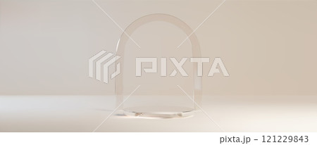Round podium on light beige background 121229843