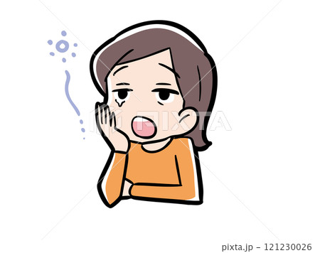あくびが出て眠たそうにしている女性 121230026