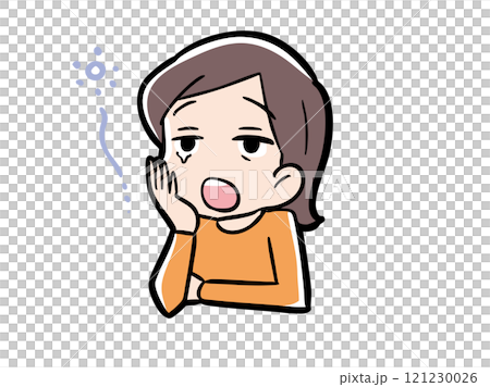 あくびが出て眠たそうにしている女性 121230026