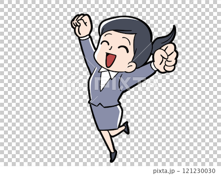 A young woman in a suit who is happy 121230030