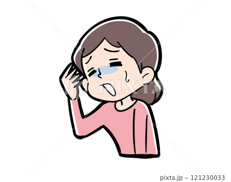体調が悪く気落ちする女性 体調が悪く気落ちする女性 121230033