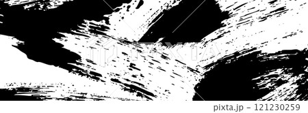 Rough brush strokes and crayon scrawls background. Black chalk texture with pencil lines and scratches on a graphic paper background. Flat vector illustration isolated 121230259