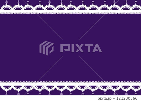 紫の雪とレースのおしゃれなフレーム 121230366