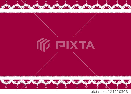 ビビッドピンクの雪とレースのおしゃれなフレーム 121230368