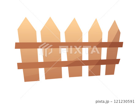 Wooden fence isolated on white background. Vector hand drawn doodle sketch from natural material illustration 121230591