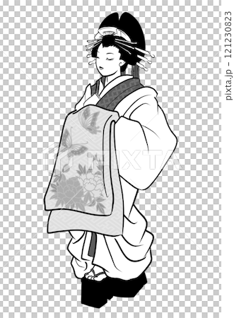 江戶吉原的名妓插圖(單色) 江戶吉原的名妓插圖(單色) 121230823