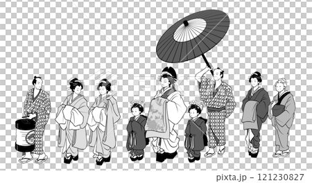 江戶吉原的名妓之旅插圖（單色） 121230827