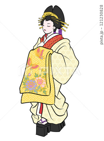手描きオリジナル イラスト 原画 「花魁」手描きイラスト 創作イラスト 吉原 江戸、吉原の花魁のイラストのイラスト素材 [121230828] - PIXTA