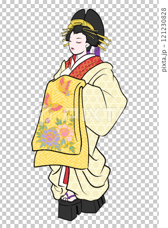 江戸、吉原の花魁のイラスト 121230828