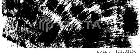 Abstract background with brush strokes and rough paint lines. Geometric black and white pattern with vintage effect. Flat vector illustration isolated 121232156