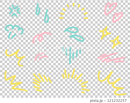 Hand-drawn various cartoon facial expression icon set Emphasis Inspiration Sparkle 121232257