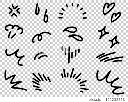 Hand-drawn various cartoon facial expression icon set Emphasis Inspiration Sparkle 121232258