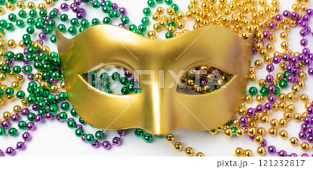 Mardi gras beads isolated on white background 121232817