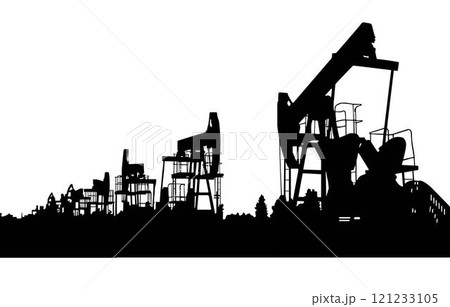 silhouette of gas and Oil refinery Industrial factories with Oil storage tank  121233105