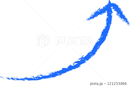右肩上がりの青い矢印の水彩イラスト素材 121233866