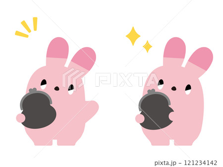 財布を持ったウサギ_表情なし 財布を持ったウサギ_表情なし 121234142