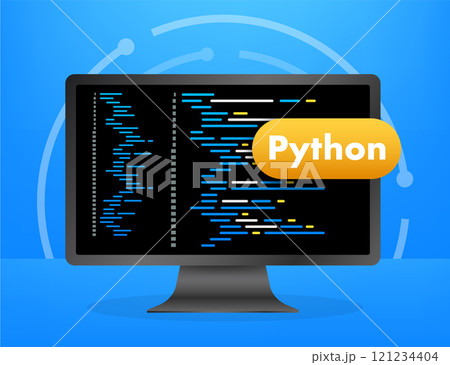 Computer Screen Pythgon Computer monitor displaying python programming...のイラスト素材 [121234404 ...