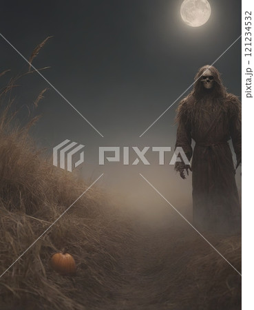 scarecrow night landscape for halloween 121234532