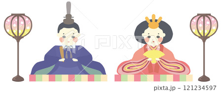 雛人形のイラスト お内裏様とお雛様 ベクター素材 121234597