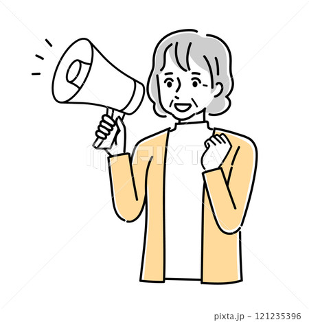 メガホンで話す人 121235396