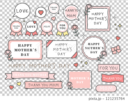 Mother's Day illustration frame ribbon set Mother's Day illustration frame ribbon set 121235764