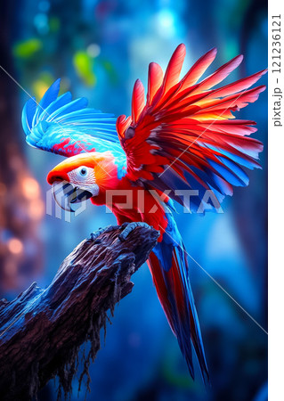 A colorful parrot sitting on top of a tree branch 121236121