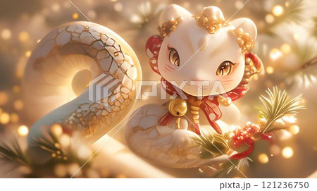 年賀状のイラスト素材_巳年(2025) 121236750