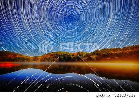 観音沼森林公園の満天の星空／福島県南会津郡下郷町 121237218