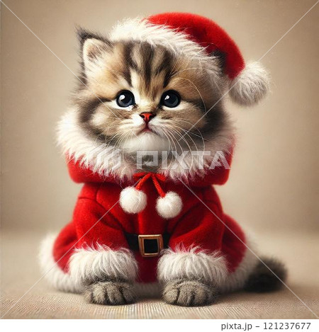 サンタクロース姿の子猫 121237677