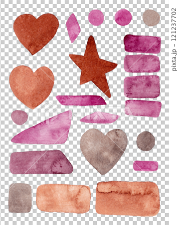 Abstract romantic banner. Colorful elements. Watercolor illustrations: shapes, lines, dots, brush strokes. Minimal concept. Hand drawn. Great design for any purpose 121237702