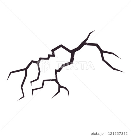 Broken wall or other surface with a crack. Textured damage. Breaks from earthquake. 121237852