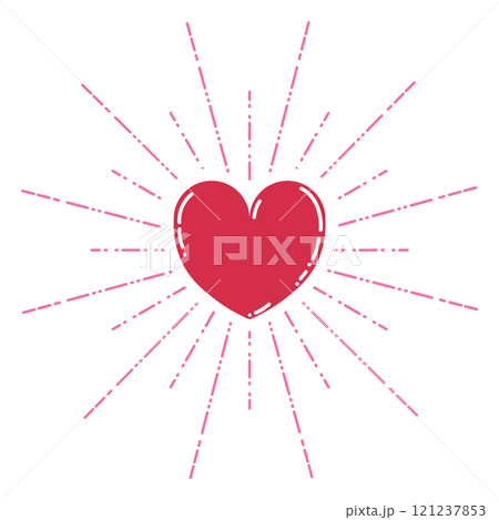 Cute cartoon shining heart in flat style. Happy Valentines day card or design element. 121237853