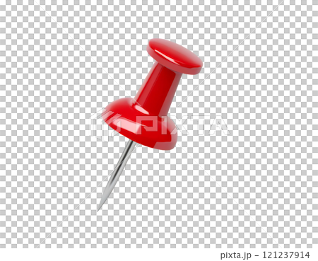 赤いピン。背景透過。AI生成画像。　 121237914