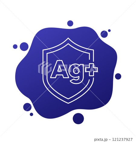 Silver ions line icon with a shield 121237927