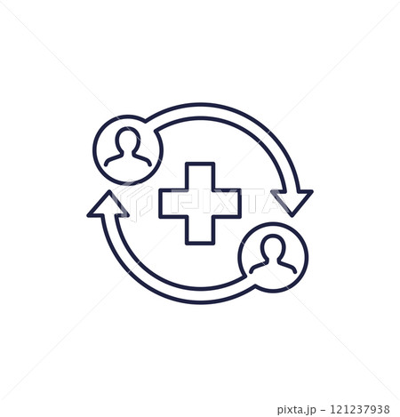 Medical referrals, patients line icon 121237938