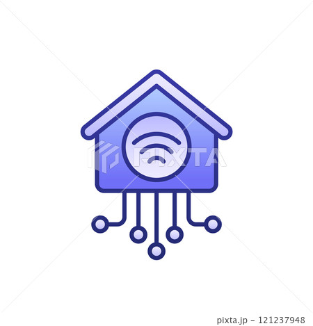Smart home icon with outline Smart home icon with outline 121237948