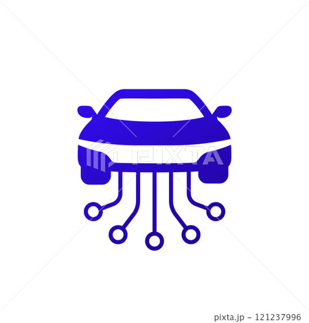 autonomous smart car icon, vector pictogram autonomous smart car icon, vector pictogram 121237996