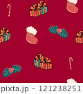 pattern  seamless with winter  elements on a red background  121238251
