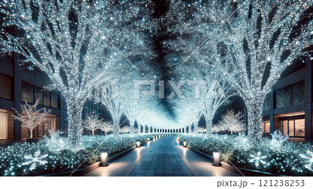 並木道のイルミネーション通り 並木道のイルミネーション通り 121238253